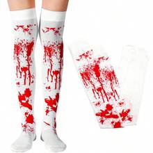 Juego de 1 pieza de guantes, calcetines, largos y cortos para Halloween, decoración de ambiente de terror, guantes con sangre, disfraces y accesorios de personajes para el Día de los Muertos