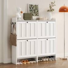 Freestanding Shoe Cabinet With 4 Drawers, Storage Cabinet, Reversible Compartments, Anti-Tip Device, Suitable For Use On Doors, 3 Colors Available - 白色 - 查看 4