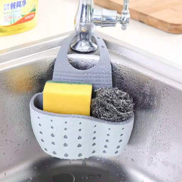 1 Stück Himmelblau Kreative Spüle Lagerung und Entwässerung Rack Hängetasche Wasserhahn Einstellbare Lagerung und Hängekorb