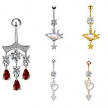 8 piezas Anillo de ombligo con corazón y mariposa con rhinestones de oro, anillo de ombligo de acero inoxidable con corazón, anillo de ombligo microintarsiado con circonita, anillo de ombligo con mariposa, joyería de piercing corporal, regalo para San Valentín, mamá, madre, Día de la Madre
