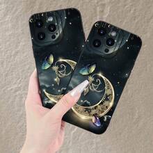 Diseño único, creativo y lindo de luna y estrella, funda de teléfono clásica personalizada, elegante y sencilla, protección a prueba de golpes y anticaídas, resistente a las manchas y duradera, adecuada para  17/17 Pro/17 Pro Max/17 Air/ 16/16 Pro/16 Pro Max/16 Plus/ 15/15 Pro Max/15 Pro/15 Plus/ 14/14 Pro/14 Plus/14 Pro Max/ 13/13 Pro/13 Pro Max/12/12 Pro/12 Pro Max/11/11 Pro/11 Pro Max/XR/X/XS/XS Max. Es el regalo de cumpleaños perfecto para novias, novios, esposos, esposas, amigos o para uno mismo, innovador y a la moda, adecuado tanto para hombres como para mujeres.Funda de teléfono en blanco y negro - Negro 2047 - Ver 8