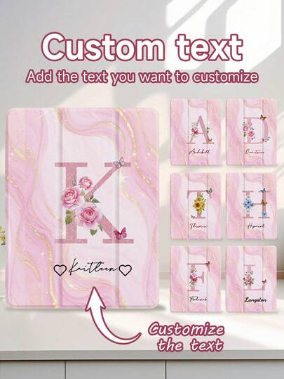 Ayotu Capa Personalizada de Tablet/Celular com Texto de Nome, 26 Padrões de Flores do Alfabeto Disponíveis, Compatível com iPad da 10th Geração, iPad Air 11" (M2) - 2024, Galaxy Tab A9 Plus 10.95", Tab A7 Lite 8.7". Esta Criativa Capa de Tablet/Celular DIY é Adequada para o Dia dos Namorados e a Temporada de Formatura, Pode Ser um Presente Memorável para Família, Pais e Amigos, um Presente Personalizado Único.