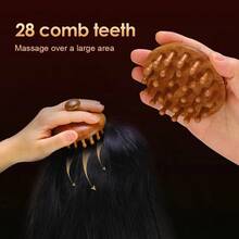 Bàn chải massage da đầu bằng gỗ đa năng, bàn chải Gua Sha phù hợp cho cả nam và nữ, dụng cụ massage tóc và cơ thể. - màu nâu - Xem 6