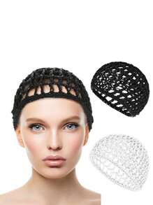 1 件手工钩针编织发网帽，女士发网/发围脖/发网帽