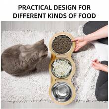 Elevated Cat Food Bowl, 3 Stainless Steel Raised Cat Bowls With Stand, 15°Tilted Cat Bowl For Indoor Cats, Anti Vomitting, Whisker Fatigue And Dishwasher - 700ml - Xem 5
