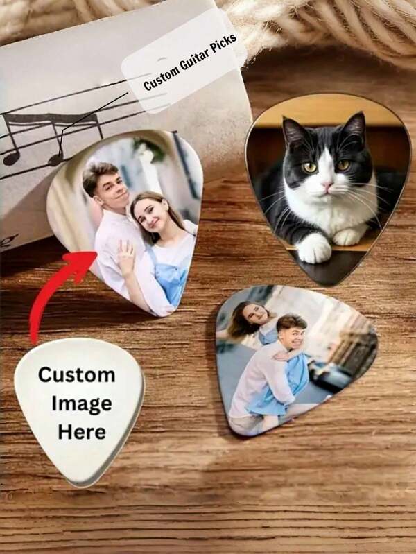 Custom Personalized Guitar Picks, Customized Photo Guitar Picks, Gift For Him, Personalized Photo, Commemorative Gift, Great Gift Idea, Christmas Gift, Halloween Gift, Birthday Gift, Holiday Gift, Music Festival Gift, New Year Gift. Customized Music-Themed Guitar Picks With Photo, Best Gift For Boyfriend, Girlfriend, Teens, Guitar Players, Music Lovers.