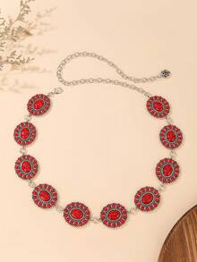 1pc Vintage Turquoise Cowgirl Belt - Perfect Gift For Elegant Dress Lovers, Suitable For Western Events & Casual Wear, Stylish Women's Waist Chain - Blue - View 6