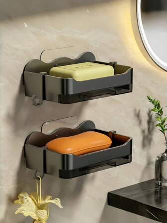 肥皂盒壁挂式浴室双层香皂沥水盒家用卫生间墙壁肥皂架