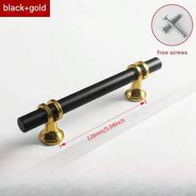 6pcs Elegant Black Gold Stainless Steel Cabinet Handles - Polished Finish, Durable Metal + Plastic Structure, Suitable For Drawers And Cabinets, Perfect For Home And Office Decor - Black Gold - View 12