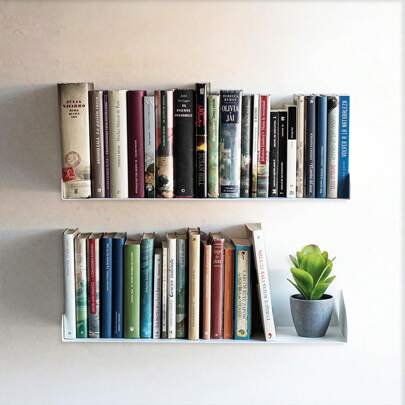 Set 2 Mensole per Libri da Parete 60 cm - Mensole da Muro Design Moderne - Libreria da Parete Sospesa - Mensola libri invisibili - Scaffale Libri in M