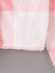 女童格子翻领纽扣羊毛休闲夹克，秋冬