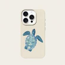 1 pieza Funda de teléfono con diseño de tortuga marina azul de material TPU apta para Apple/Teléfonos - Blanco - Ver 5