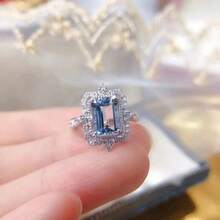 1Pc Women's Fashion Zirconia Ring, Suitable For Valentine's Day, Vacation, Commuting, Dating, Party, Weddings, Engagements, Proposal Rings, Suitable For Wife, Girlfriends, Mothers' Birthdays, Anniversary, New Year Gifts, Suitable For All Seasons - Màu xanh lam - Xem 12