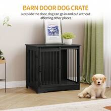 HaluPeit Dog Cage Furniture, 69 Cm Dog Crate, 2 Doors, Modern Indoor Dog Cage For Small/Medium/Large Dogs, Side Table, Dog Cage For Home 49 * 69 * 64.5 Cm, Black - Black - View 2
