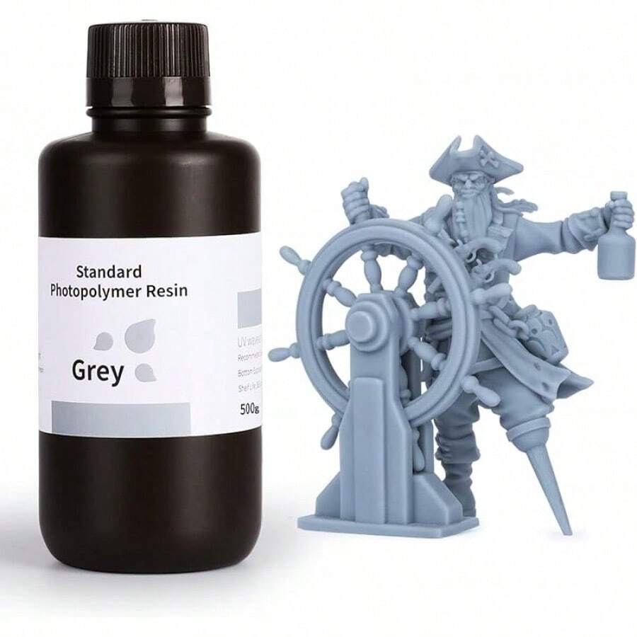 ELEGOO 3D Resina Estándar LCD 405nm Curado, Resina 3D para Impresora 3D LCD, Standard Resin Fotopolímero con Alta Precisión y Baja Contracción, Resin 3d Printer (1000g Gris) - Gris 500g - Ver 1