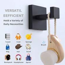 2/4 Confezioni di Ganci quadrati per asciugamani da bagno, Ganci in acciaio inossidabile da avvitare per cappotti, accappatoi, vestiti (Nero opaco)