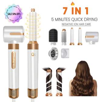 UKLISS Air Styling Set 7 en 1 Secador de pelo automático de 110.000 RPM Cepillo caliente El rizador automático puede crear una variedad de estilos, fácil de controlar en diferentes ocasiones, es un regalo imprescindible para vacaciones y familias