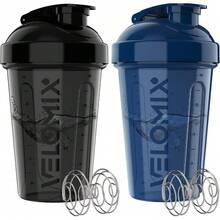 2-Pack 20oz Protein Shaker Bottles With 2 Stainless Steel Whisk Balls - Leakproof Gym/Workout/Travel Shaker Cups For Protein Powder, Meal Replacement & Smoothies (Green & Black) - 藍色/黑色 - 查看 1