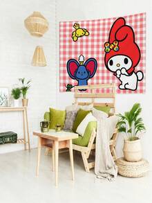 1 Stück Sanrio Serie Cartoon Wandteppich, dekorativer Wandteppich, buntes und niedliches Muster Wandteppich, Wandbehänge, Party Banner, Sanrio Serie Liebhaber dekorativer Wandteppich, Kinderzimmer, Studentenwohnheim, Schlafzimmer, Wohnzimmer Hintergrund dekorativer Wandteppich