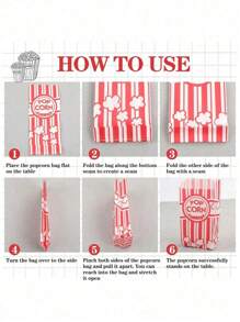 10/20/50pcs Of Popcorn Box Gift Bags, Birthday Party Gift Wrapping Supplies, Birthday Gift Party Gifts, Used For Decoration Of Family Wedding Parties, Easter, Mother's Day, Graduation, Halloween/Christmas And Other Holiday Party Popcorn Wrapping Papers