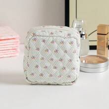 蝴蝶图案便携式迷你拉链化妆包/卫生巾收纳袋，蓬松化妆包，洗漱用品收纳袋，卫生巾袋，卫生巾收纳袋，便携式收纳袋，用于存放卫生巾、护垫和卫生棉条