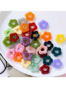 Hollow Five-Petal Tie Dye Acrylic Flower Accessories For DIY Earrings, Hair Decorations, Pendants - 10PCS - View 10