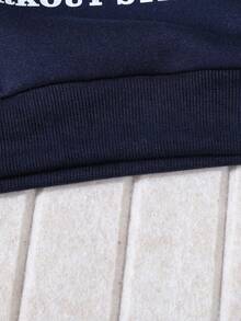 男童休闲运动“79”图案卫衣+裤子两件套，秋冬 - 藏蓝色 - 查看 6