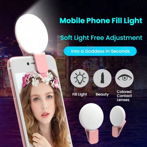 1 Stück Weiß/Rosa/Blau/Schwarz tragbare LED Runde Selbstlicht-Leuchte mit USB-Ladefunktion, 3 Beleuchtungsmodi, tragbare Beleuchtung, Beauty Fotohalo-Licht, Live-Bearbeitungslicht Selbstlicht, geeignet für Livestreaming, Videokonferenz-Beleuchtung, Fotografie und Videografie, glamouröse Geschenke, Nagelpflege, Wimpernverlängerung, Tätowierung und Hautpflege, Touchknopf-Steuerung, Desktop Beauty Fill Light, 150mAh.