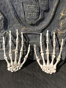 2 件/对万圣节骷髅手逼真且尖锐的骷髅手道具适用于万圣节主题派对、花园、庭院、鬼屋、家居装饰万圣节装饰秋季装饰房间装饰秋季装饰