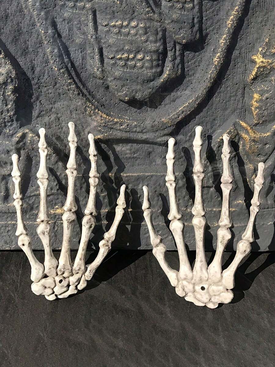 2 件/对万圣节骷髅手逼真且尖锐的骷髅手道具适用于万圣节主题派对、花园、庭院、鬼屋、家居装饰万圣节装饰秋季装饰房间装饰秋季装饰