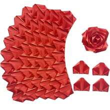 100Pcs Shimmery Gold Trimmed Ribbon Flower Petals - Premium DIY Floral Craft Supplies -Gold Edge Handcrafted Satin Ribbon Silk Petal Kits Half-Finished Pieces Ideal For DIY Crafting Eternal Rose Forever Flowers Bouquets Everlasting Floral And Ramos Floral Arangements,Glittler And Shimmery With Golden Edge,For Valentine's Day, Mother's Day ,Father's Day Anniversay,Wedding,Birthday ,Party,Engagement,Graduations - Gold Edge Petals - View 2