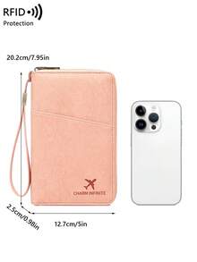 CHARM INFINITE 新款 RFID 防盜護照夾，旅行文件收納包，送給妻子或女友的必備旅行配件，度假必需品 - 粉色 - 查看 2