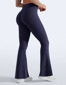 YEOREO Women Flare Leggings Short Inseam Lynnie Bootcut Yoga Workout Pants High Waist Bell Bottom Workout Legging - Navy Blue - View 5