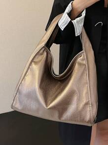 New Women's Shoulder Tote Bag Retro Casual Large Capacity Underarm Soft Leather Backpack