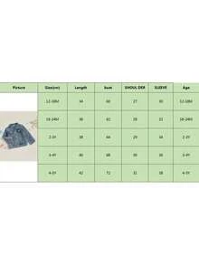 Toddler Little Girl Denim Jacket Back Letter Print Collared Long Sleeve Button-Up Jean Fall Tops - Blue - View 7