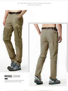 Herren Outdoor Schnelltrocknende Hose, Abnehmbare Wanderhose, Windjacke Hose für Bergsteigersport - Khaki - Übersicht 5