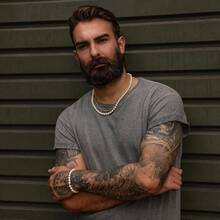 Fe Foundry Men's 8mm Shell Pearl ManMade Bracelet [Small Medium Large And Adjustable Sizing Options] Marlow Refined HandCrafted Jewelry Designed By Jewelers Fed For Men [Marlow] - Thép không gỉ - Xem 5