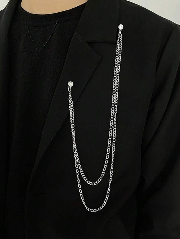 1pc Men's Chain Brooch Pin - Hip Hop Streetwear Fashion Accessory