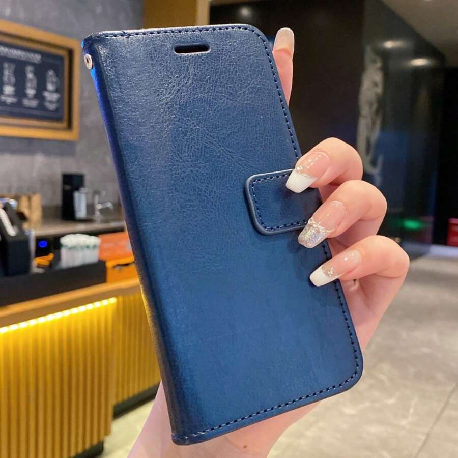 钱包式翻盖防震手机壳+支架手机壳+做工精良+全套手机壳，兼容三星S24U/S25U，兼容红米Note 13 Pro/14 Pro；仿皮手机壳，兼容小米，兼容红米Note 11/12/13/14 Pro，防水防摔防刮全包，国际版，非国内版 - 寶藍色 - 查看 1