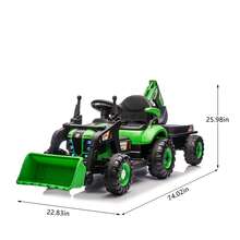 24V Ride-On Electric Tractor Toy With 4-In-1 Construction Attachments (Excavator, Dump Truck & Bulldozer) W/Parent Remote Control,3-Speed Adjustable,Built-In Music Player,LED Tail-Light - Multicolor - View 2