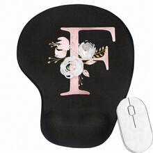 Pink Flower Letter Wrist Rest Mouse Pad Comfortable Hand Rest Support Non Slip Mice Mat Soft Pink Mouse Mat Deskpad For PC Laptop Computer - Black - View 8