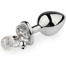 Plug anal avec cloche en métal, plug anal en noyer, chambre postérieure élargie, plug anal à gong rond en argent, Sexe, Sexy, Jouets sexuels, Outils sexuels, Outils pour le sexe, Produits SM pour homme, femme et couples