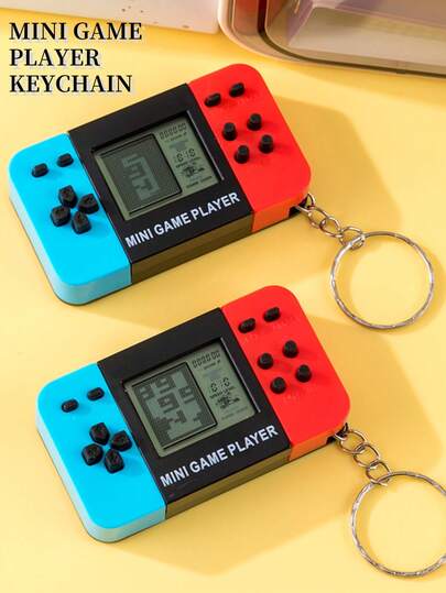 1 móc khóa máy chơi game mini vintage đen trắng, mặt dây chuyền máy chơi game mini, quà tặng Halloween, Giáng sinh, sinh nhật, charm treo túi, dùng pin nút áo