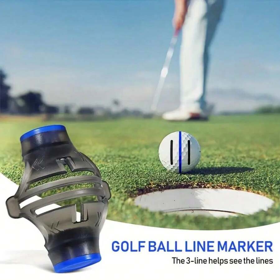 高爾夫球桿標記器 360度旋轉標記工具,附2色標記筆與校準工具,可提升揮桿準確度與瞄準力 - 彩色 - 查看 1