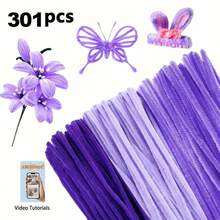 [150/300 Chiếc/Bộ] 150/300 Que Cành Cây Thủ Công Màu Tím, Sắc Tím Rực Rỡ, Gói Tiết Kiệm Dụng Cụ Làm Que DIY Số Lượng Lớn Kèm Video Hướng Dẫn Làm Hoa, Thân Cây Nhũ Nhũ Nhiều Màu Sắc Cho Halloween, Mùa tựu trường - Xem 5