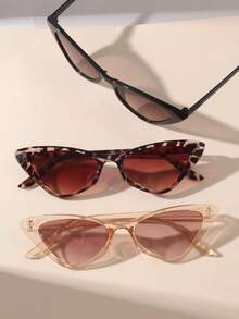 3pcs Cat Eye Frames Glasses, Stylish Personalized Design Suitable For Daily Wear & Outdoor - Multicolor - View 4