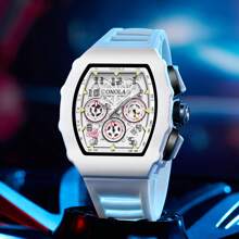 Fashionable Men's Quartz Tonneau Watch With Date Display, Waterproof Function, And Luminous Watch, Suitable For Leisure And Outdoor Sports, Is An Ideal Gift Choice For Men.