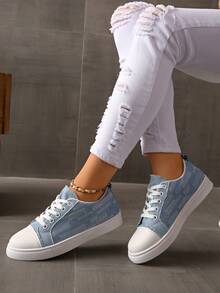 Soft Sole Casual Sneakers, Versatile Bread Shoes For Spring, Summer, Autumn, Personalized Flat Shoes For Students And Women - Baby Blue - View 4