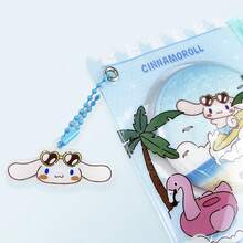 Miniso 1pc Cinnamon Dog Summer Dark Skin Theme Candy Badge Pendant, Transparent Window Design To Display Favorite Badges, Best Accessory For Daily Backpack/Bag - Blue - View 4