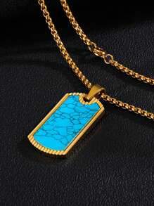 1 件嘻哈绿松石不锈钢男士项链，日常吊坠首饰